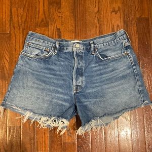 Agolde Blue Distressed Jean Shorts